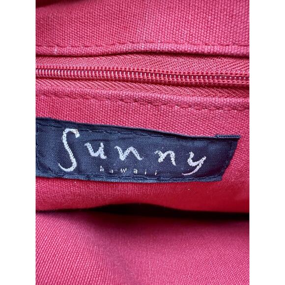 Sunny Hawaii Hula Girl Tapestry Bamboo Handle Shoulder Bag Brown Leather 12x9 - Picture 13 of 16